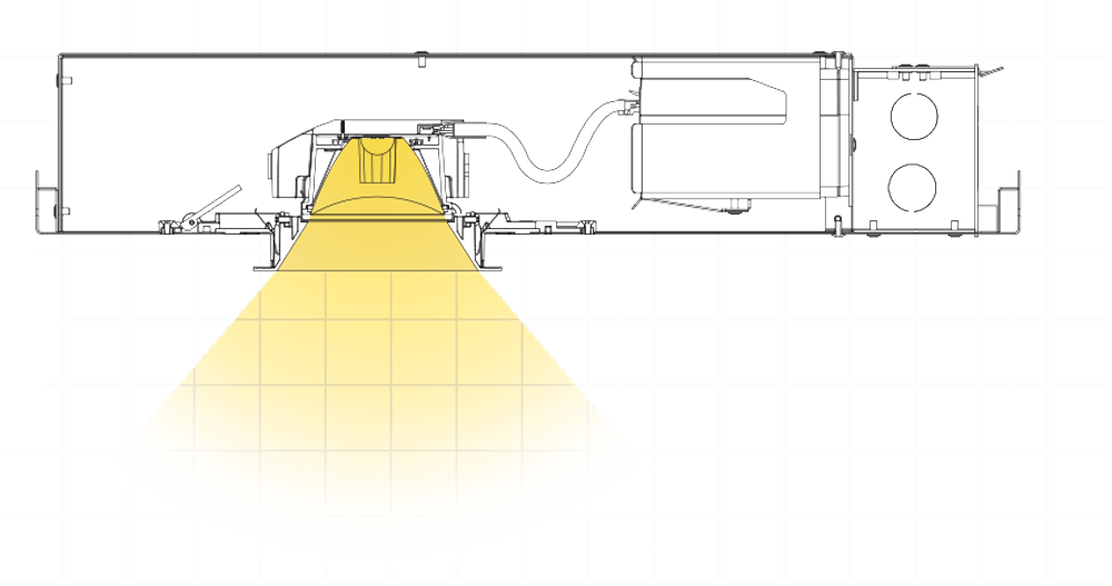 Blueprint of a lighting fixture in a fixed position