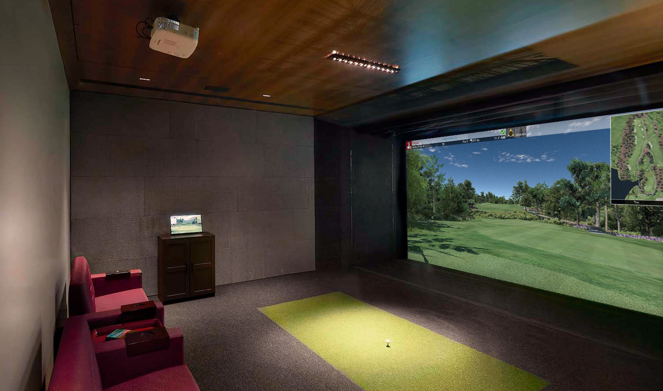 Control Freaks Hawaii, Home, Inside, Golf Simulator