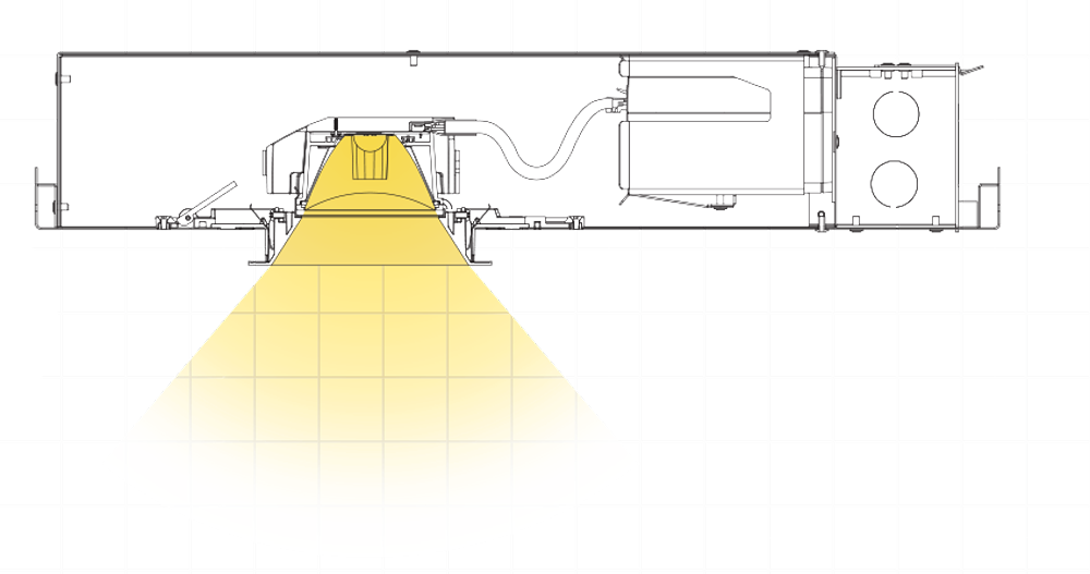 Blueprint of a lighting fixture in a fixed position